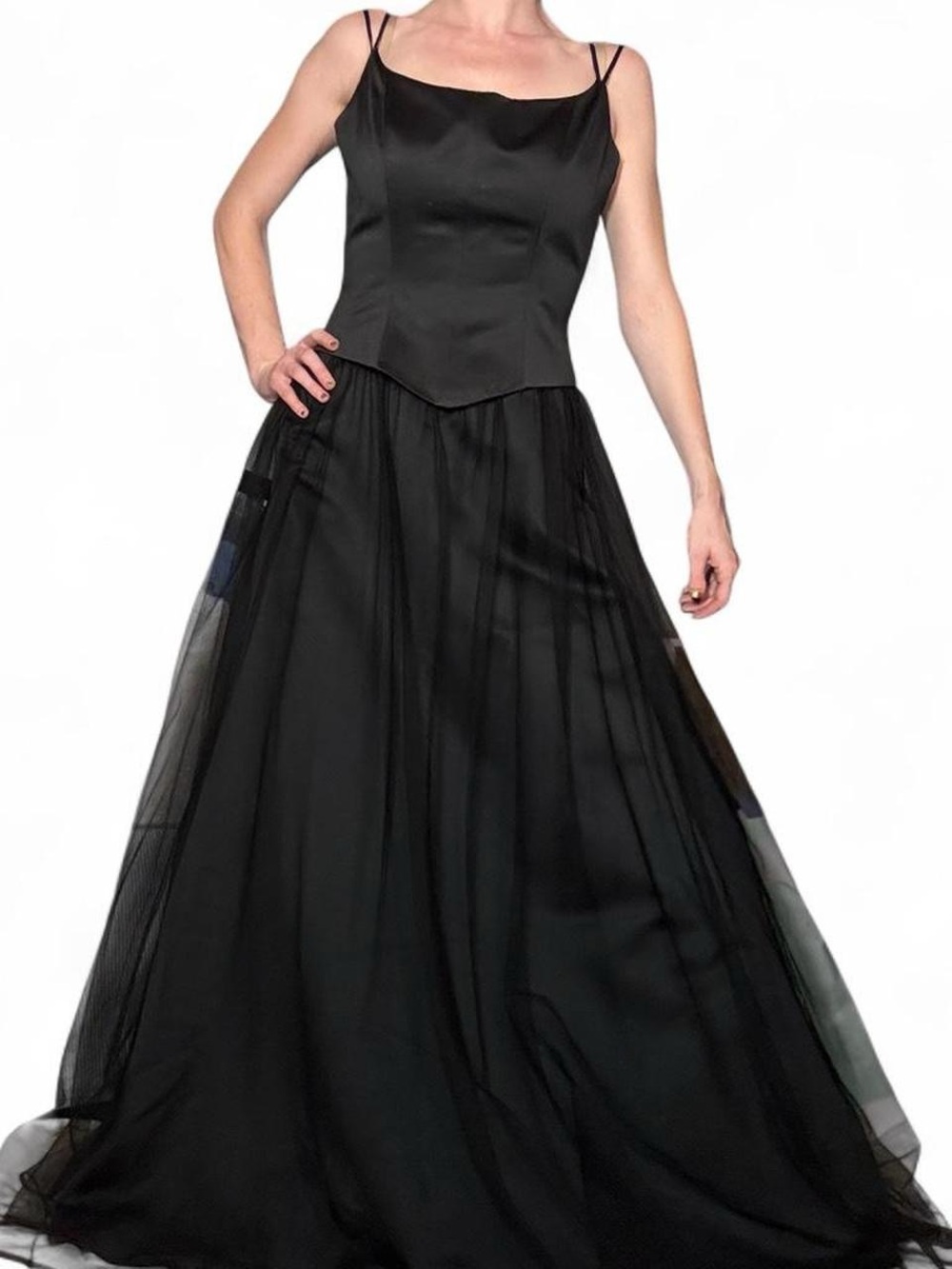 Vintage Black tulle and satin prom dress from brand B2